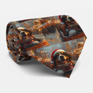 Bernese Mountain Dog Roller Coaster Christmas  Tie