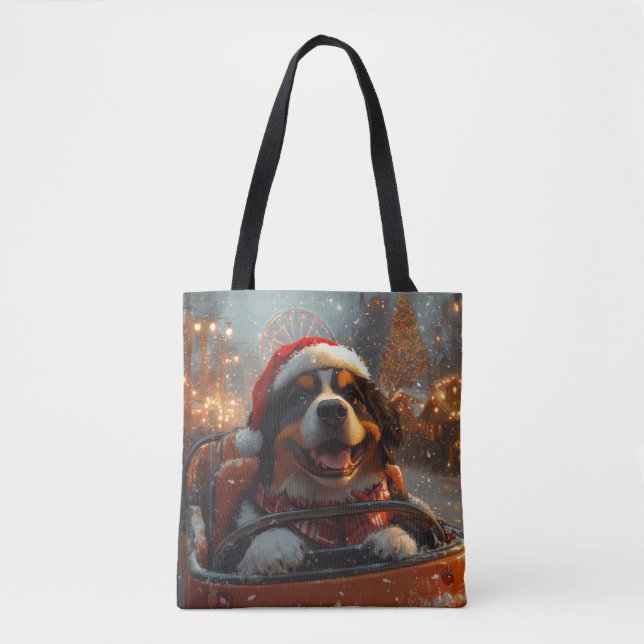 Bernese Mountain Dog Roller Coaster Christmas  Tote Bag (Front)
