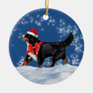 Bernese Mountain Dog Santa Christmas Ornament