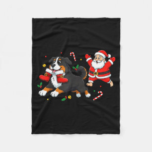 Bernese Mountain Dog Santa Claus Boots Christmas W Fleece Blanket