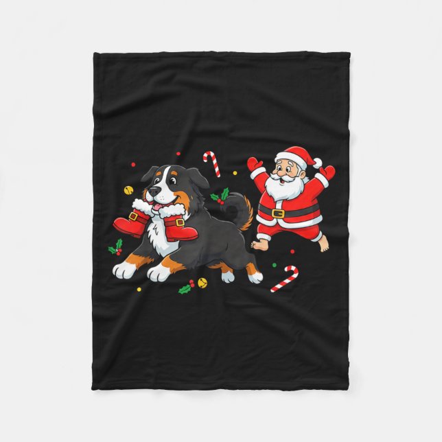Bernese Mountain Dog Santa Claus Boots Christmas W Fleece Blanket (Front)