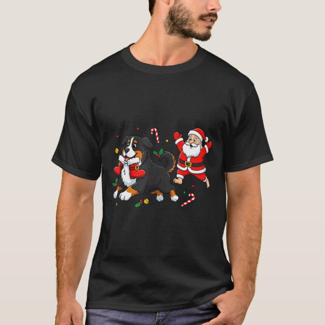 Bernese Mountain Dog Santa Claus Boots Christmas W T-Shirt (Front)
