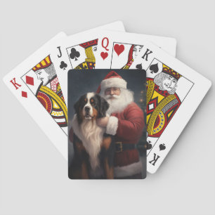 Bernese Mountain Dog Santa Claus Festive Christmas Playing Cards
