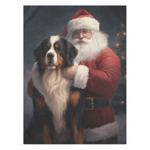 Bernese Mountain Dog Santa Claus Festive Christmas Tablecloth