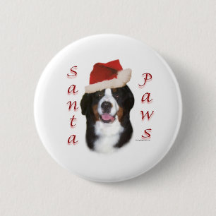 Bernese Mountain Dog Santa Paws 2 Inch Round Button