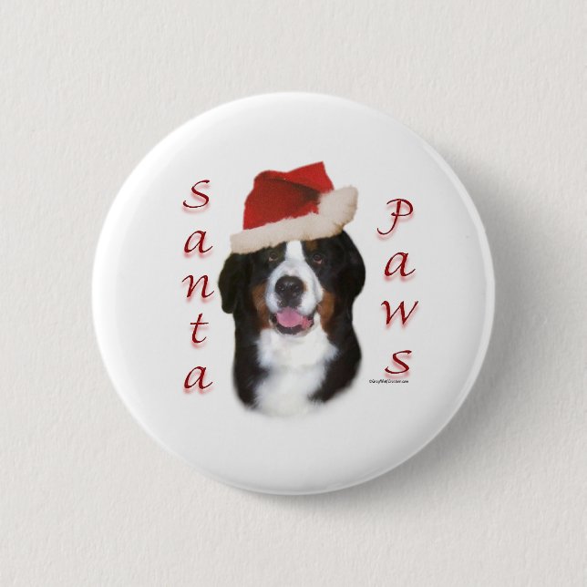 Bernese Mountain Dog Santa Paws 2 Inch Round Button (Front)