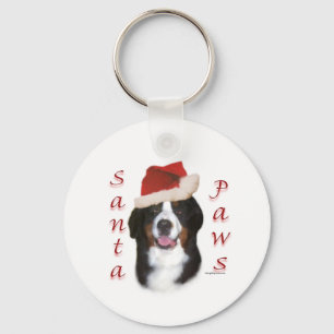 Bernese Mountain Dog Santa Paws Keychain