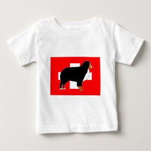 bernese mountain dog silhouette on flag rust baby T-Shirt
