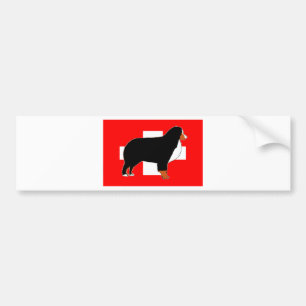 bernese mountain dog silhouette on flag rust bumper sticker