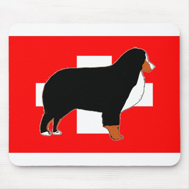 bernese mountain dog silhouette on flag rust mouse pad (Front)