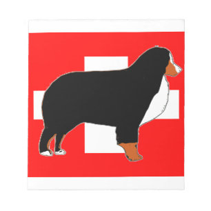 bernese mountain dog silhouette on flag rust notepad