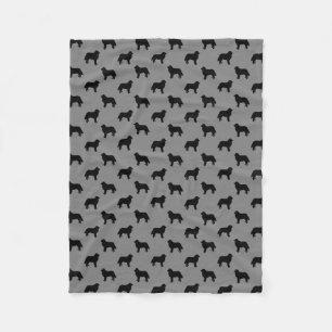 Bernese Mountain Dog Silhouettes Pattern Grey Fleece Blanket