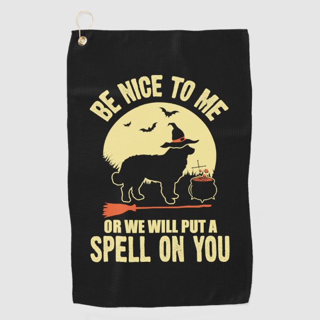 Bernese Mountain Dog Spell on You Halloween Costum Golf Towel (Front)