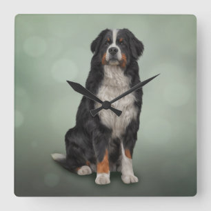 Bernese Mountain Dog Square Wall Clock
