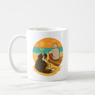 Bernese Mountain Dog Sunset Beach Companion Coffee Mug