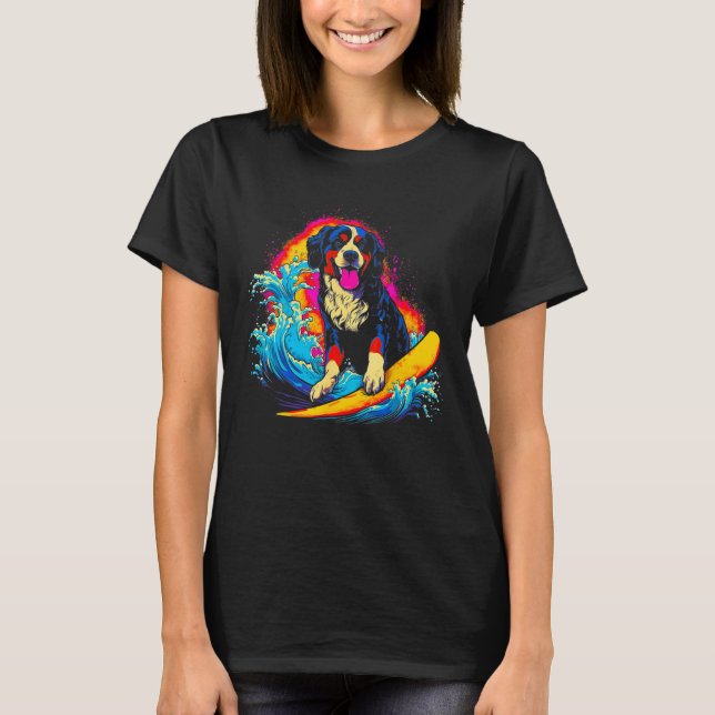 Bernese Mountain Dog Surfer T-Shirt (Front)