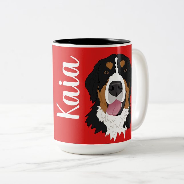 Bernese Mountain Dog Two-Tone Coffee Mug (Front Right)