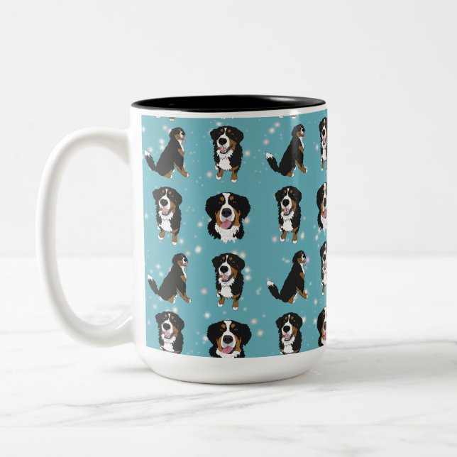 Bernese Mountain Dog Two-Tone Coffee Mug (Left)