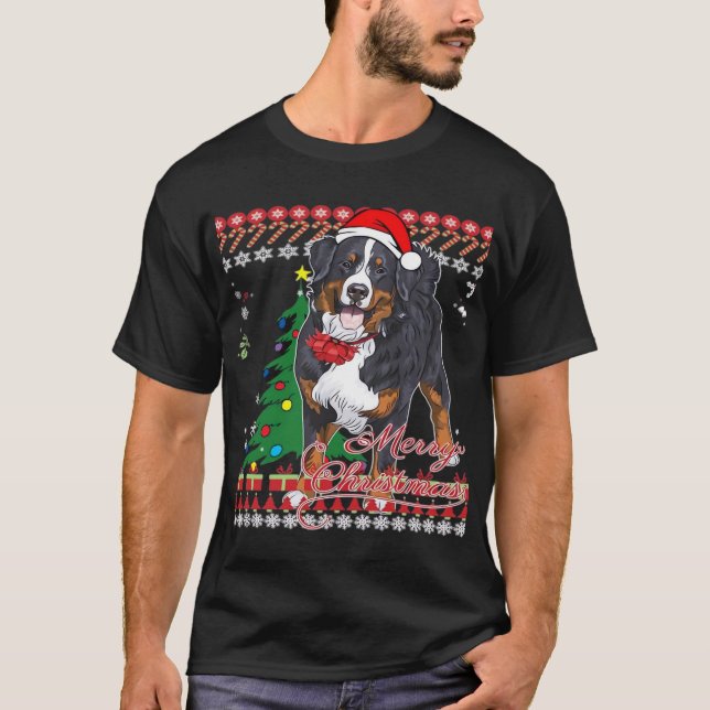 Bernese Mountain Dog Ugly Christmas Sweater Shirt  (Front)