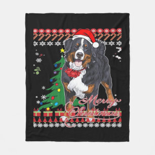 Bernese Mountain Dog Ugly Christmas Sweater Shirt Fleece Blanket