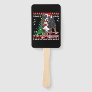 Bernese Mountain Dog Ugly Christmas Sweater Shirt  Hand Fan