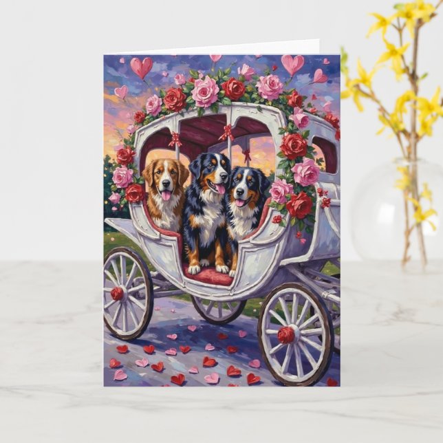 Bernese Mountain Dog Valentine's Day Card (Yellow Flower)