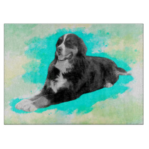 Bernese Mountain Dog Watercolor Art Cutting Board