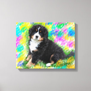 Bernese Mountain Dog Watercolor Art Painting Canvas Print