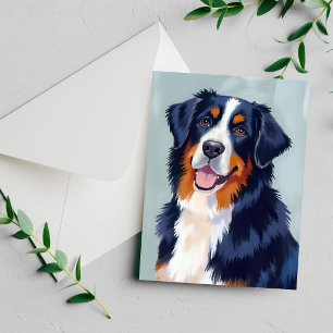 Bernese Mountain Dog   Watercolor Pet Card