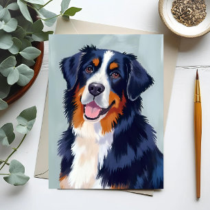 Bernese Mountain Dog   Watercolor Pet Card