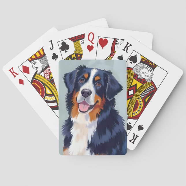 Bernese Mountain Dog | Watercolor Pet Playing Cards (Back)