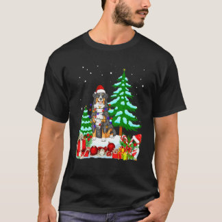 Bernese Mountain Dog Wearing Christmas Hat Tree Li T-Shirt