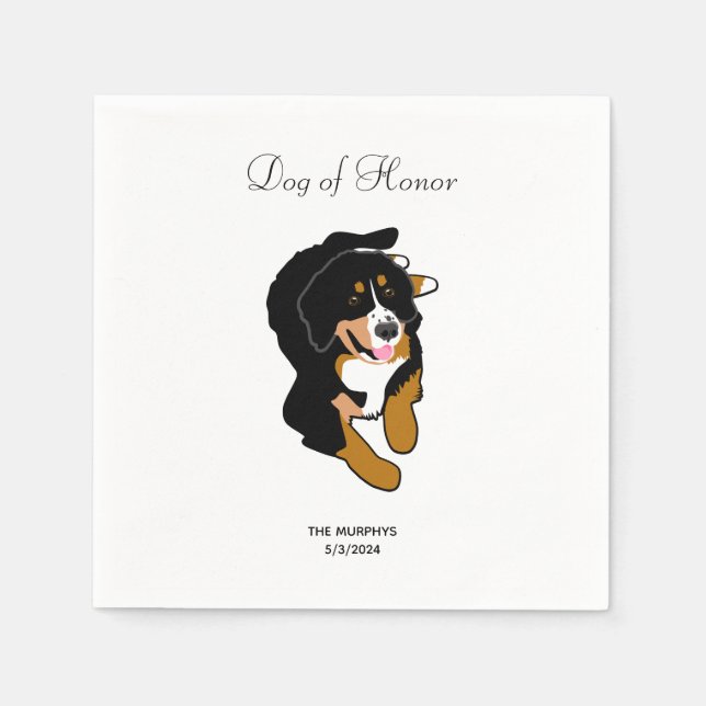 Bernese Mountain Dog Wedding Cocktail Napkins (Front)