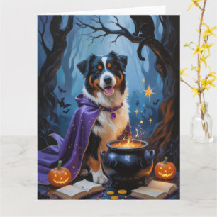 Bernese Mountain Dog Whimsical Halloween Painting Card