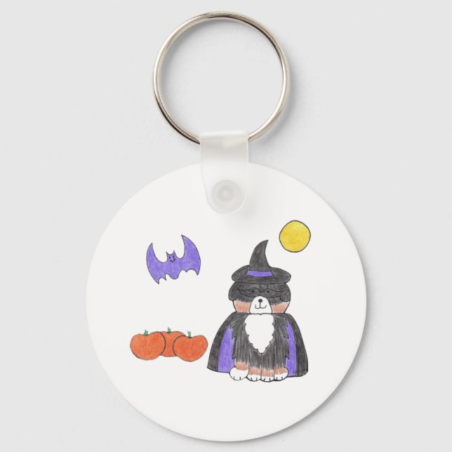Bernese Mountain Dog Witch Keychain (Front)