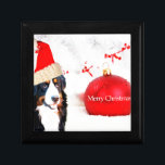 Bernese Mountain Dog with red Christmas Ornament Gift Box<br><div class="desc">Bernese Mountain Dog with red Christmas Ornament and santa hat</div>