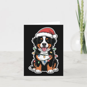 Bernese Mountain Dog Wrapped In Christmas Lights Card
