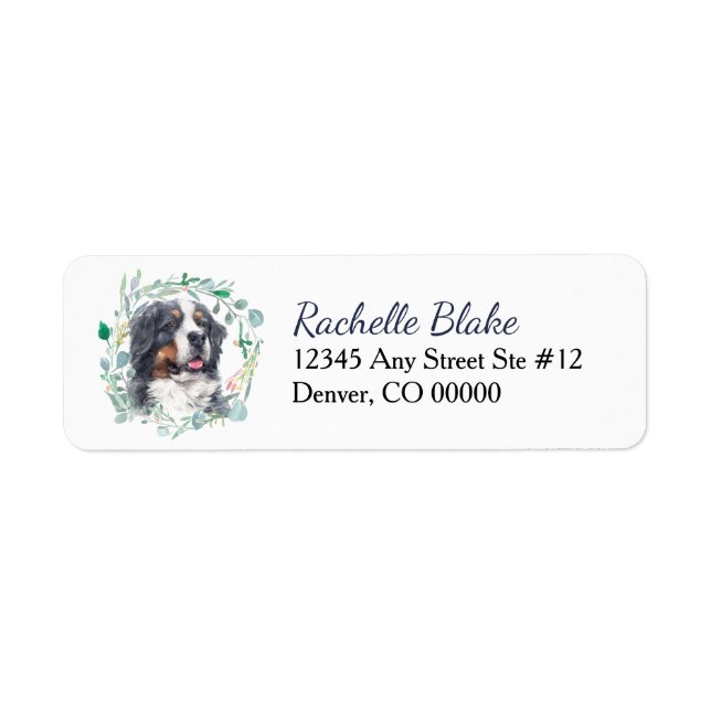 Bernese Mountain Dog Wreath Adresse de retour (Devant)