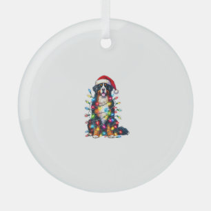 Bernese Mountain Dog x Christmas Lights Glass Ornament