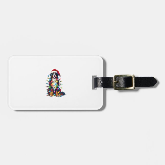 Bernese Mountain Dog x Christmas Lights  Luggage Tag (Front Horizontal)