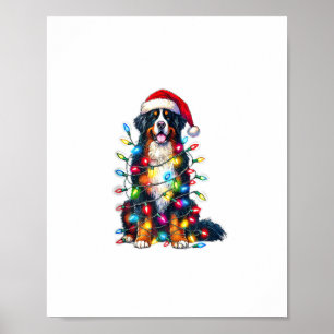 Bernese Mountain Dog x Christmas Lights Poster