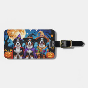 Bernese Mountain Dogs Pumpkin Halloween Funny Luggage Tag