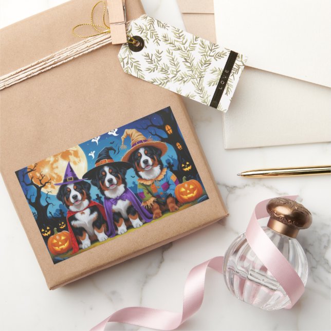 Bernese Mountain Dogs Pumpkin Halloween Funny Sticker (Gifting)