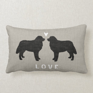 Bernese Mountain Dogs with Heart and Text Lumbar Pillow
