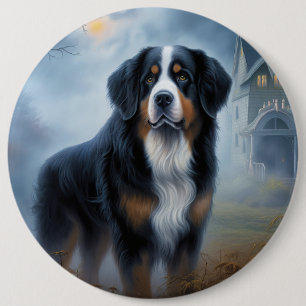 Bernese Mountain Halloween Scary 6 Inch Round Button