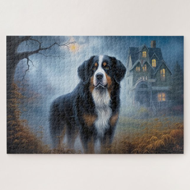 Bernese Mountain Halloween Scary Jigsaw Puzzle (Horizontal)