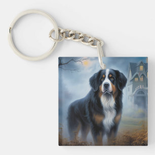 Bernese Mountain Halloween Scary Keychain
