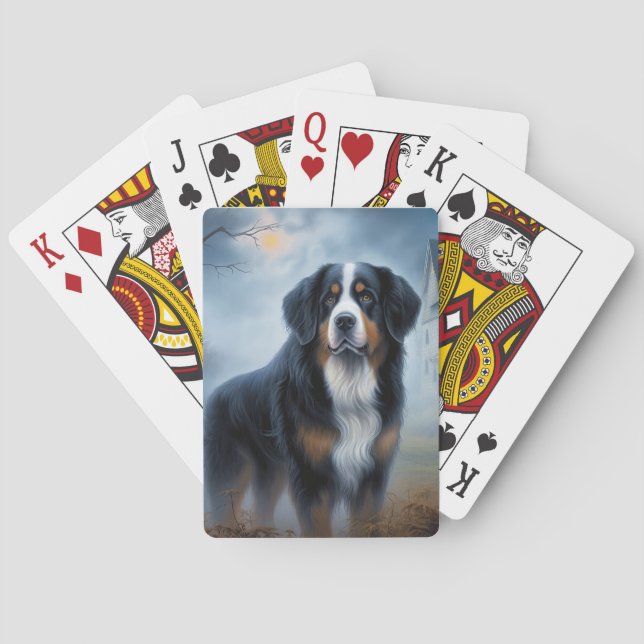 Bernese Mountain Halloween Scary Playing Cards (Back)