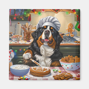 Bernese Mountain Holiday Baking: Festive Christmas Magnet