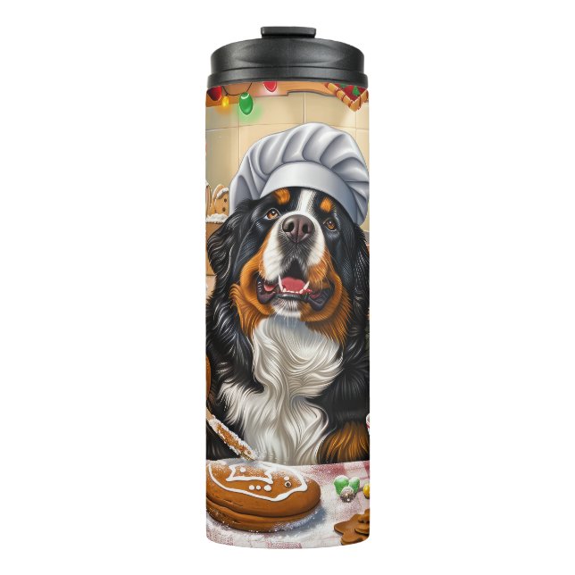 Bernese Mountain Holiday Baking: Festive Christmas Thermal Tumbler (Front)